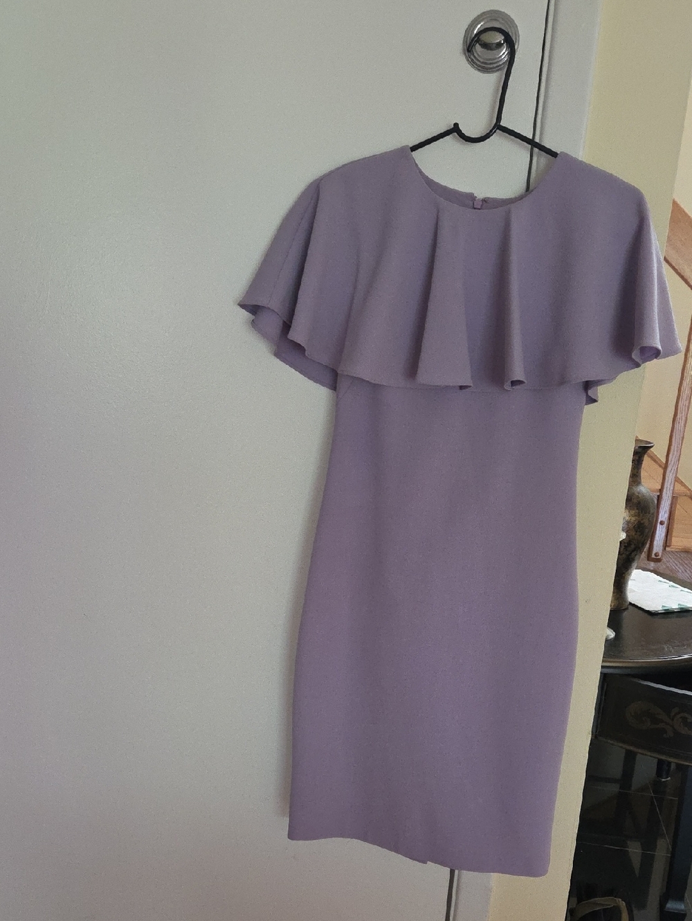 Vince Camuto Lavender Ruffle Cape Midi Sheath Dress